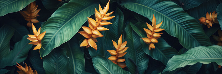 Flower Background with Tropical Plant Details