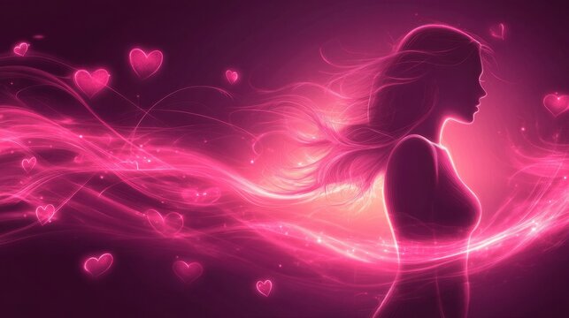 Silhouettes of women surrounded by the light effect of love