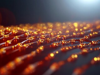 Fototapeta premium Golden liquid flows gently reflecting warm light. AI Generated