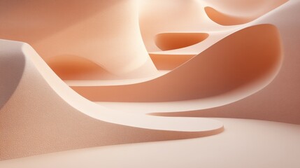 Fototapeta premium Abstract Beige Background With Smooth, Flowing Curves, Creating A Sense Of Depth And Movement