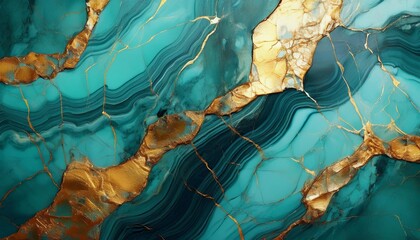 generative ai example of turquoise marble texture history with cracked gold information