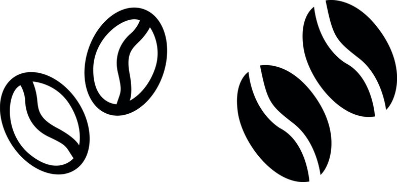 "Coffee Beans Vector Icon Set - Beverage and Caffeine Symbols"
