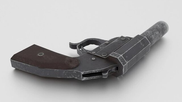 old flare gun on white background