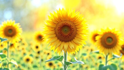 Obraz premium Sunflower at sunset, closeup