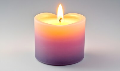 Burning heart-shaped candle with purple ombre.