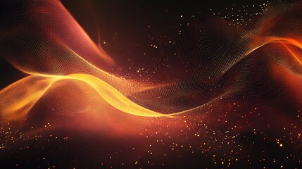 Glowing Abstract Digital Painting: Fiery Waves Flowing Elegantly in Dark Space. AI Generated
