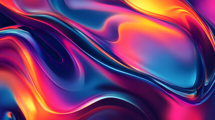 Vibrant neon abstract background with fluid waves