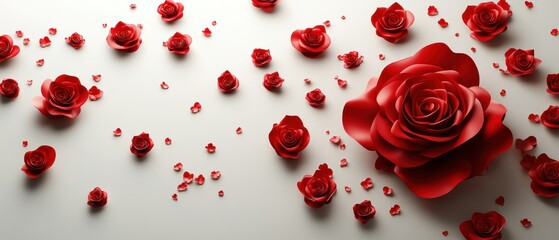 Captivating red rose blooms artistic studio photography neutral background close-up floral beauty