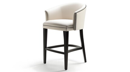 Contemporary bar stool with a curved back and high-density foam cushion, on white