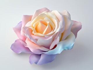 Close-up view of a vibrant pastel rose studio in a serene digital art environment
