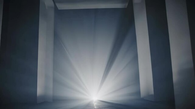 Background of an empty dark room. Empty walls, lights, smoke, glow, rays