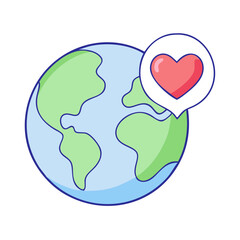 earth with a heart vector icon, earth with a heart vector illustration - simple illustration of earth with a heart, perfect for logos,and earth with a heart -themed designs.