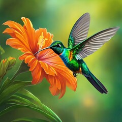 hummingbird and flower