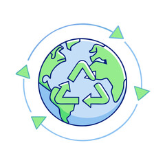 earth with recycling arrows icon, earth with recycling arrows vector