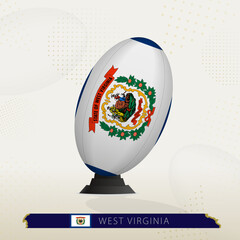 West Virginia Rugby Ball on Rugby Kicking Tees with Modern Design.