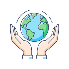 hands holding the planet vector icon, hands holding the planet vector illustration - simple illustration of hands holding the planet, perfect for logos,and hands holding the planet -themed designs.