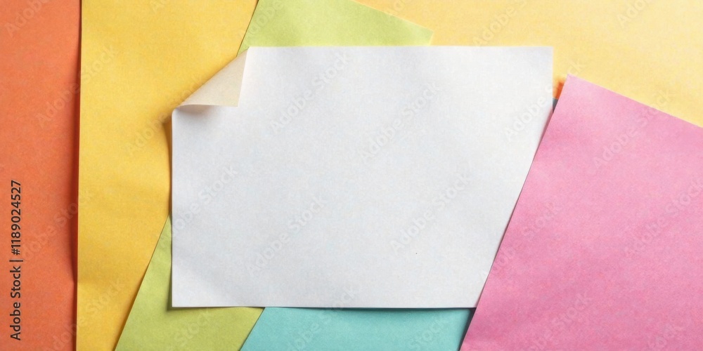 Poster Blank White Paper on Colorful Background Ideal for Note Taking or Design Projects