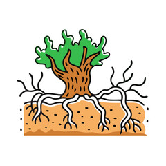 roots of a tree vector icon, roots of a tree vector illustration - simple illustration of roots of a tree, perfect for logos,and roots of a tree -themed designs.