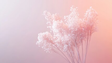 Fototapeta premium Minimalist white floral bouquet on gradient background for contemporary studio decor