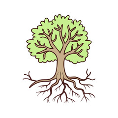 Naklejka premium tree with roots vector icon, tree with roots vector illustration - simple illustration of tree with roots, perfect for logos,and tree with roots -themed designs.