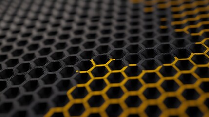 High-Quality Seamless Honeycomb Pattern in Yellow and Black Tones