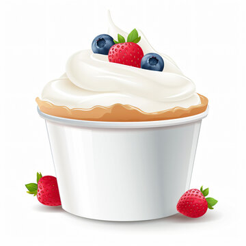 Yogurt Cup Minimalist Vector, White Background art food meal flat icon