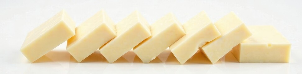 Creamy silken tofu cheese, pristine white background, healthy, creamy