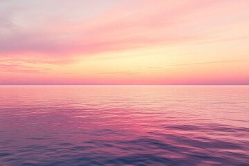 Fototapeta premium Serene Pink Sunset Over Calm Ocean Waters