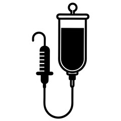 iv cannula silhouette vector illustration