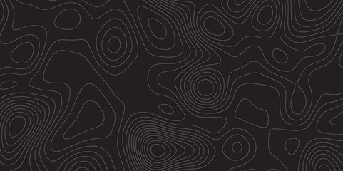 Abstract white on black background Topographic line map pattern. Modern Abstract Design Concept Elegant Black Beautiful Topo Wallpaper Design illustration for art, fabric, packaging, web, banner.	