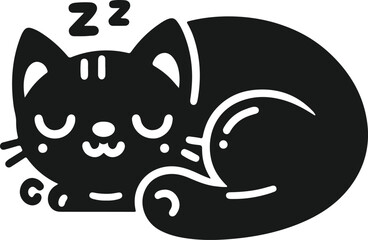 Cute Cartoon Cat Sleeping, Perfect for Kids' Designs