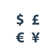 Currency Icons set. Dollar, Euro and other symbols.