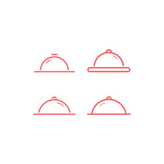 Dish or tray food icons set design illustration.