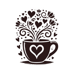 Heart in a Mug Vector art Isolated Illustration