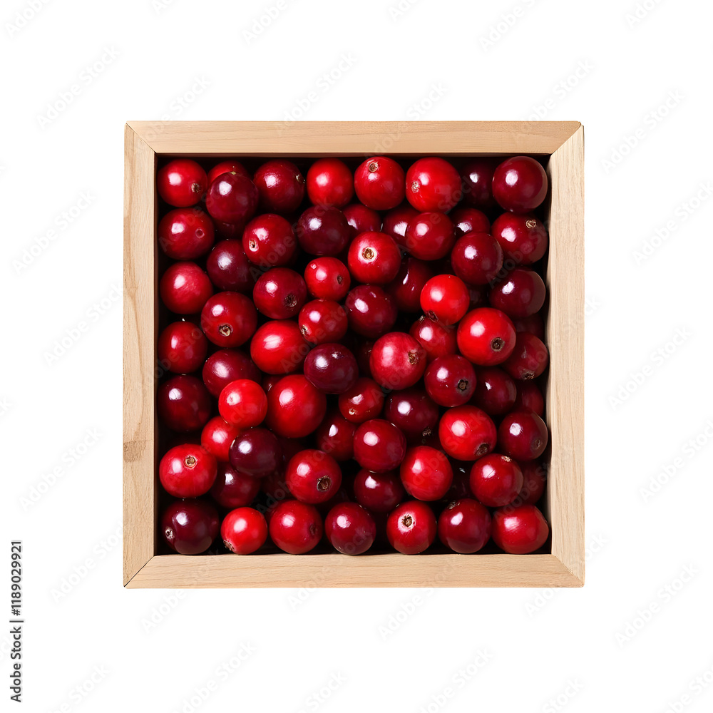 Wall mural Cranberrys in wood box 