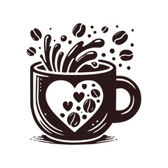 Heart in a Mug Vector art Isolated Illustration