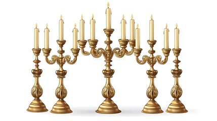 Elegant Gold Candelabra With Burning Candles