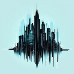 Obraz premium Futuristic City Skyline Digital Art Illustration