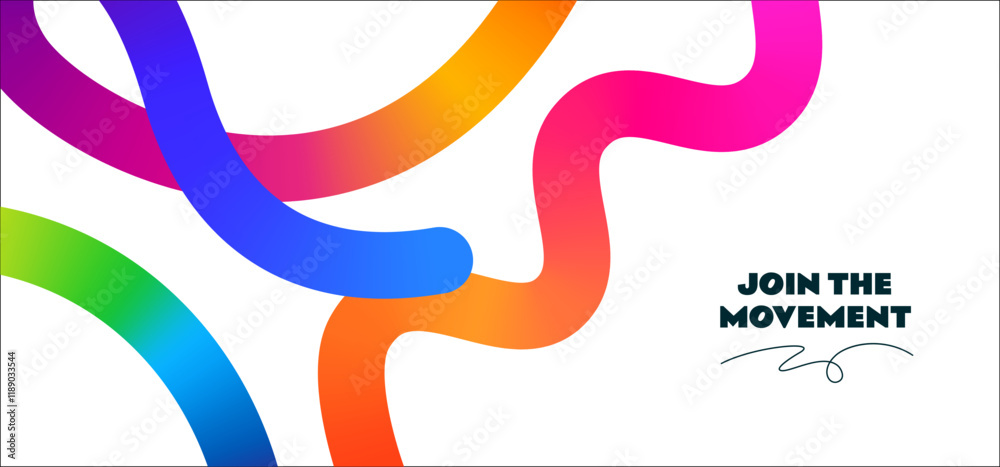 Aufkleber Vector Abstract Background with Color Gradient Lines. 3D Wavy Ribbons. Rainbow Graphic Shapes. Spiral Curve Fun Confetti