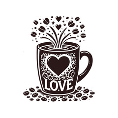Heart in a Mug Vector art Isolated Illustration