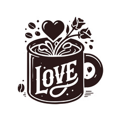 Heart in a Mug Vector art Isolated Illustration