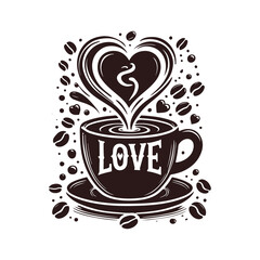 Heart in a Mug Vector art Isolated Illustration