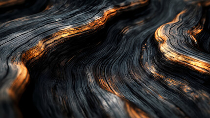 Fine blackwood with deep, dark tones and subtle grain, ideal for luxury musical instruments, luxury wood texture, musical sophistication. Blazewood. Illustration