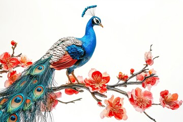 Fototapeta premium Peacock isolated on white background