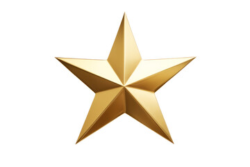 A golden star with a matte finish resting on a smooth white surface, casting subtle shadows that enhance its three-dimensional appearance. The star is perfectly symmetrical