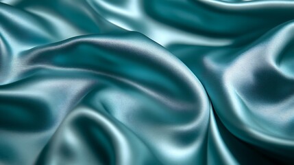 Obraz premium Luxurious Smooth Teal Satin Fabric with Elegant Background Texture