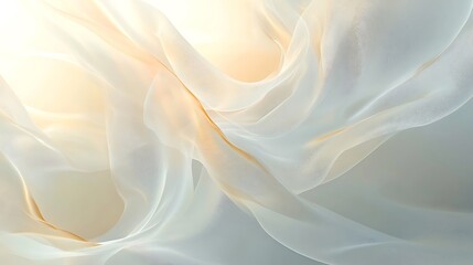 Elegant Draped Cream and Gold Sheer Fabric