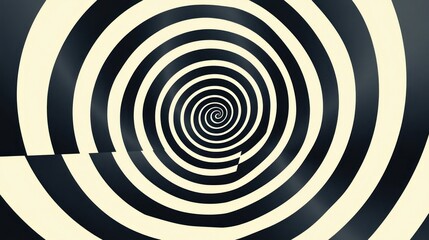 Abstract hypnotic spiral with black and beige concentric circles creating a vortex illusion.
