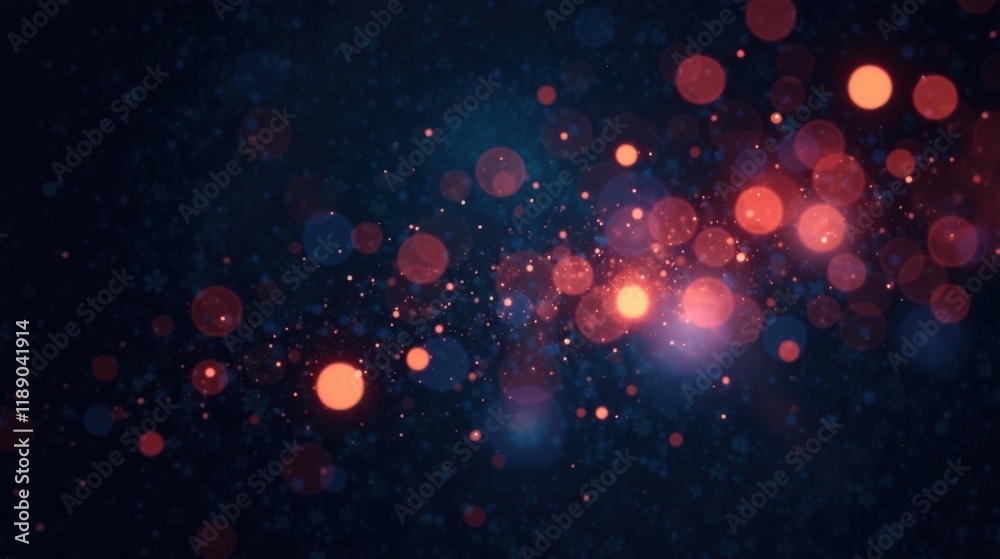 Aufkleber abstract dark blue background with red and orange bokeh lights and sparkling dust