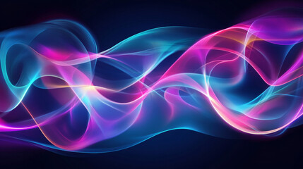 Fototapeta premium Colorful abstract neon waves on dark background
